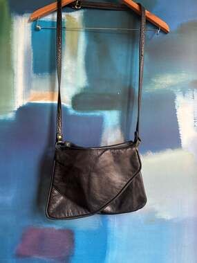 Vintage Victoria Leather Co. Soft Black Leather Crossbody Bag